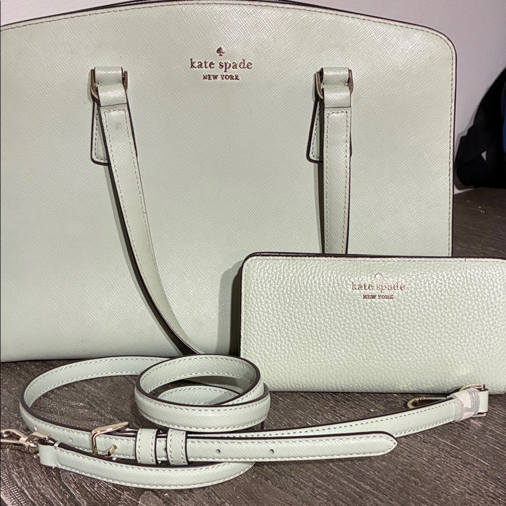 Kate Spade Light Green Shoulder Bag and Wallet